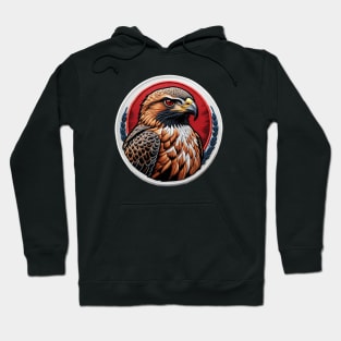 Red Tail Hawk Embroidered Patch Hoodie